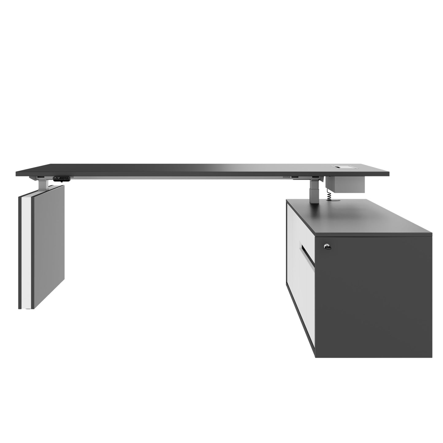 MOTION 2-Motoren-Schreibtisch mit Sideboard | Elektrisch höhenverstellbar, 2000 x 1800 mm, Anthrazit