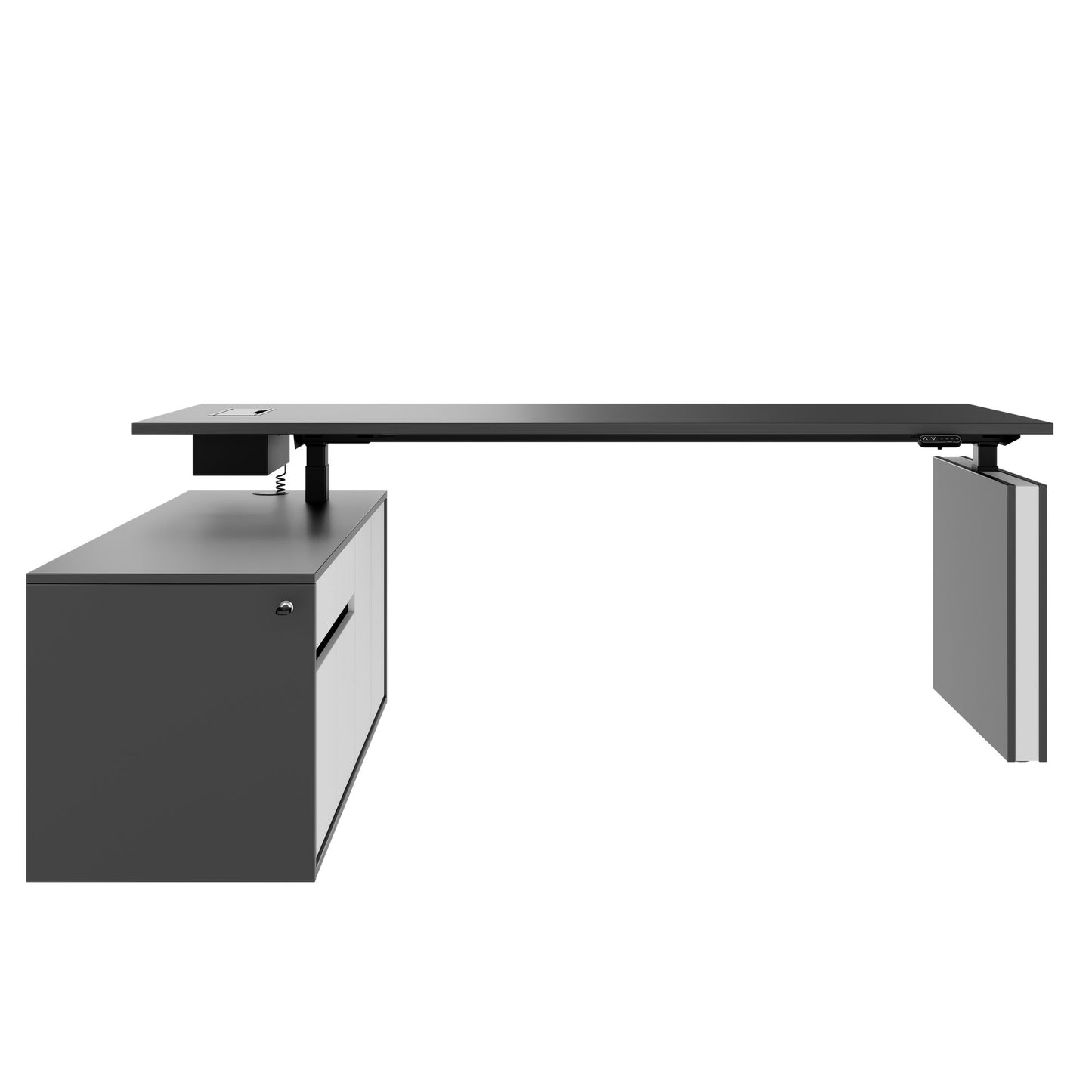 MOTION 2-Motoren-Schreibtisch mit Sideboard | Elektrisch höhenverstellbar, 2000 x 1800 mm, Anthrazit