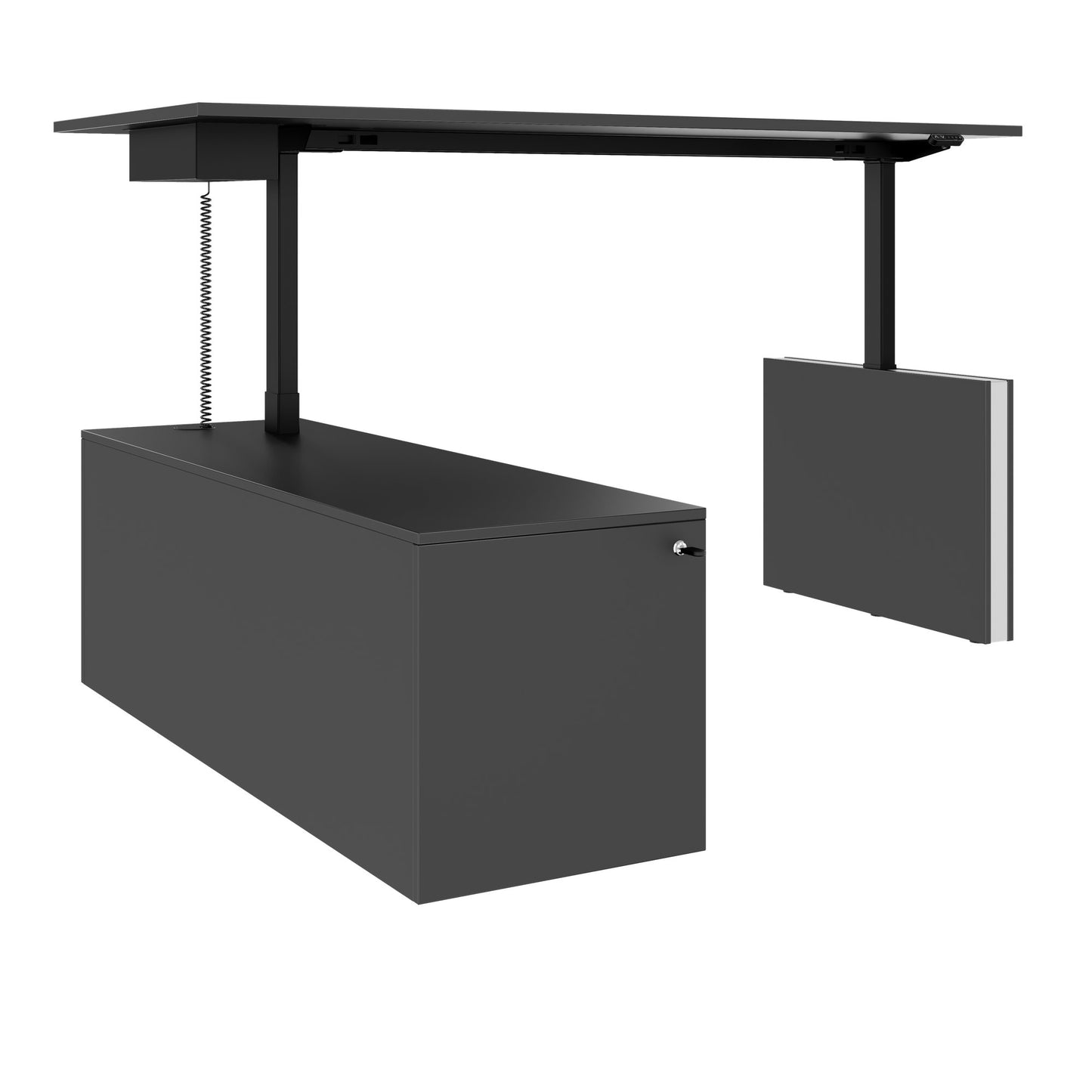 MOTION 2-Motoren-Schreibtisch mit Sideboard | Elektrisch höhenverstellbar, 2000 x 1800 mm, Anthrazit