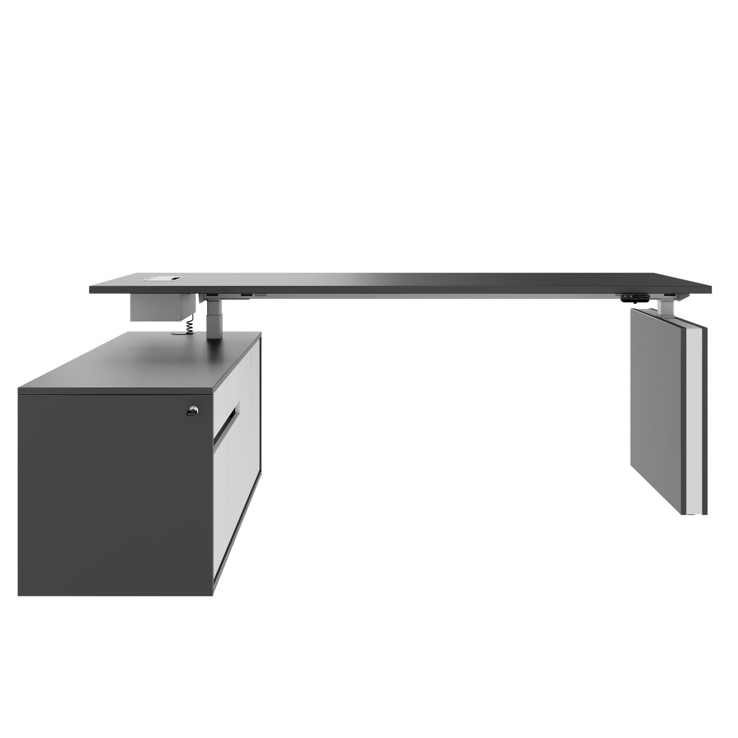 MOTION 2-Motoren-Schreibtisch mit Sideboard | Elektrisch höhenverstellbar, 2000 x 1800 mm, Anthrazit
