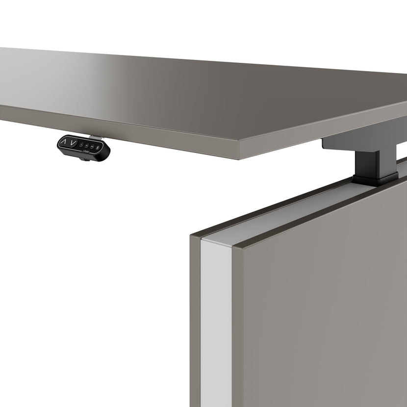 MOTION 2-Motoren-Schreibtisch mit Sideboard | Elektrisch höhenverstellbar, 2000 x 1800 mm, Cubanitgrau