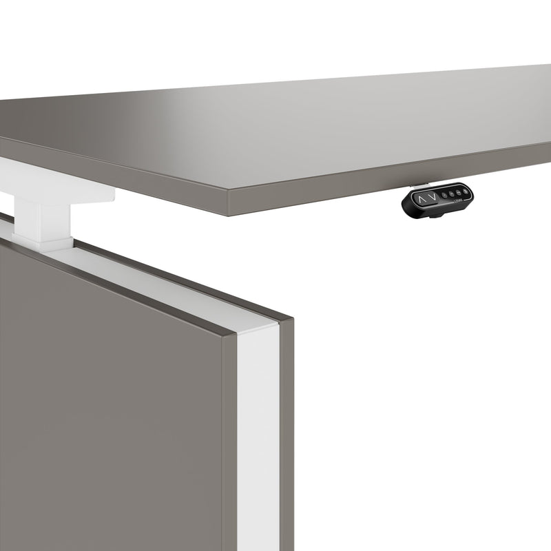 MOTION 2-Motoren-Schreibtisch mit Sideboard | Elektrisch höhenverstellbar, 2000 x 1800 mm, Cubanitgrau - 4 Main Image