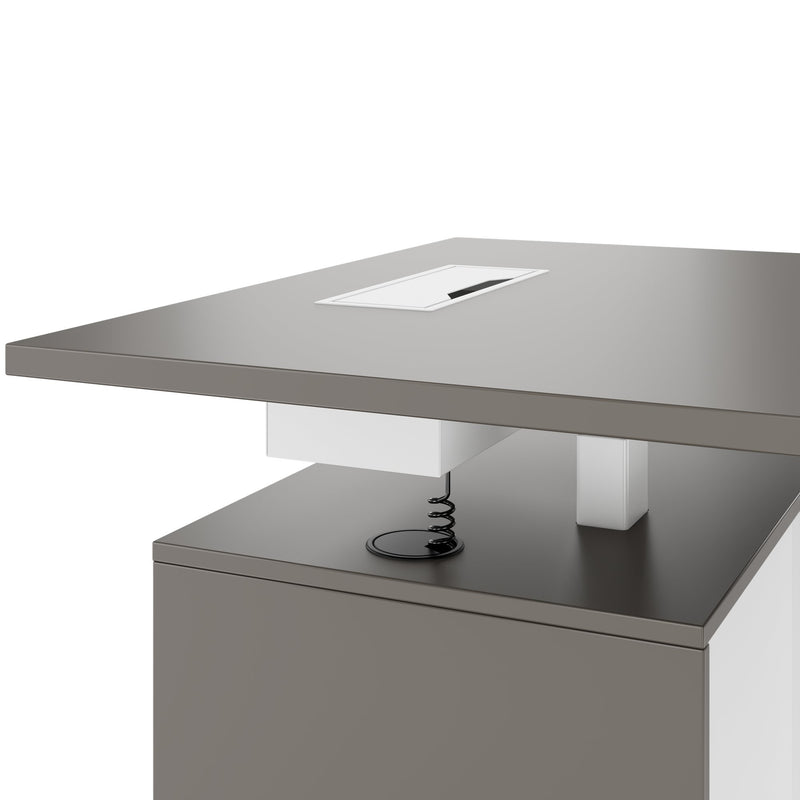 MOTION 2-Motoren-Schreibtisch mit Sideboard | Elektrisch höhenverstellbar, 2000 x 1800 mm, Cubanitgrau - 5 Main Image