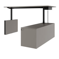 MOTION 2-Motoren-Schreibtisch mit Sideboard | Elektrisch höhenverstellbar, 2000 x 1800 mm, Cubanitgrau