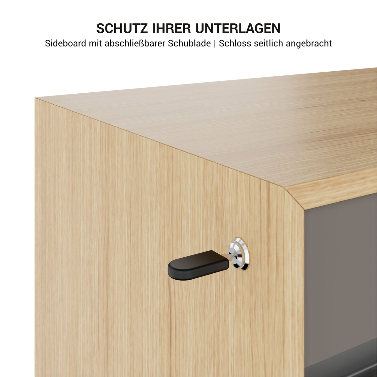 MOTION 2-Motoren-Schreibtisch mit Sideboard | Elektrisch höhenverstellbar, 2000 x 1800 mm, Echtholzfurnier Esche Schwarz - 8 Lightbox Main Image