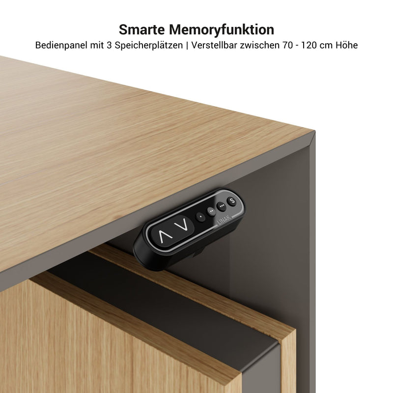 MOTION 2-Motoren-Schreibtisch mit Sideboard | Elektrisch höhenverstellbar, 2000 x 1800 mm, Echtholzfurnier Esche Schwarz - 9 Main Image