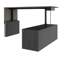 MOTION Bureau à 2 moteurs avec buffet | Réglable à hauteur électrique, 2000 x 1800 mm, placage noir cendre