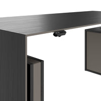 MOTION Bureau à 2 moteurs avec buffet | Réglable à hauteur électrique, 2000 x 1800 mm, placage noir cendre