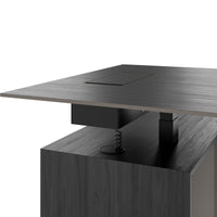 MOTION Bureau à 2 moteurs avec buffet | Réglable à hauteur électrique, 2000 x 1800 mm, placage noir cendre