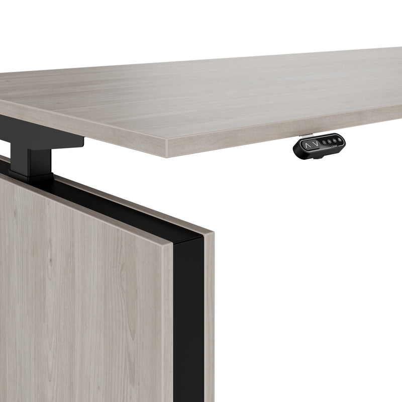 MOTION 2-Motoren-Schreibtisch mit Sideboard | Elektrisch höhenverstellbar, 2000 x 1800 mm, Nordeiche grau - 4 Main Image
