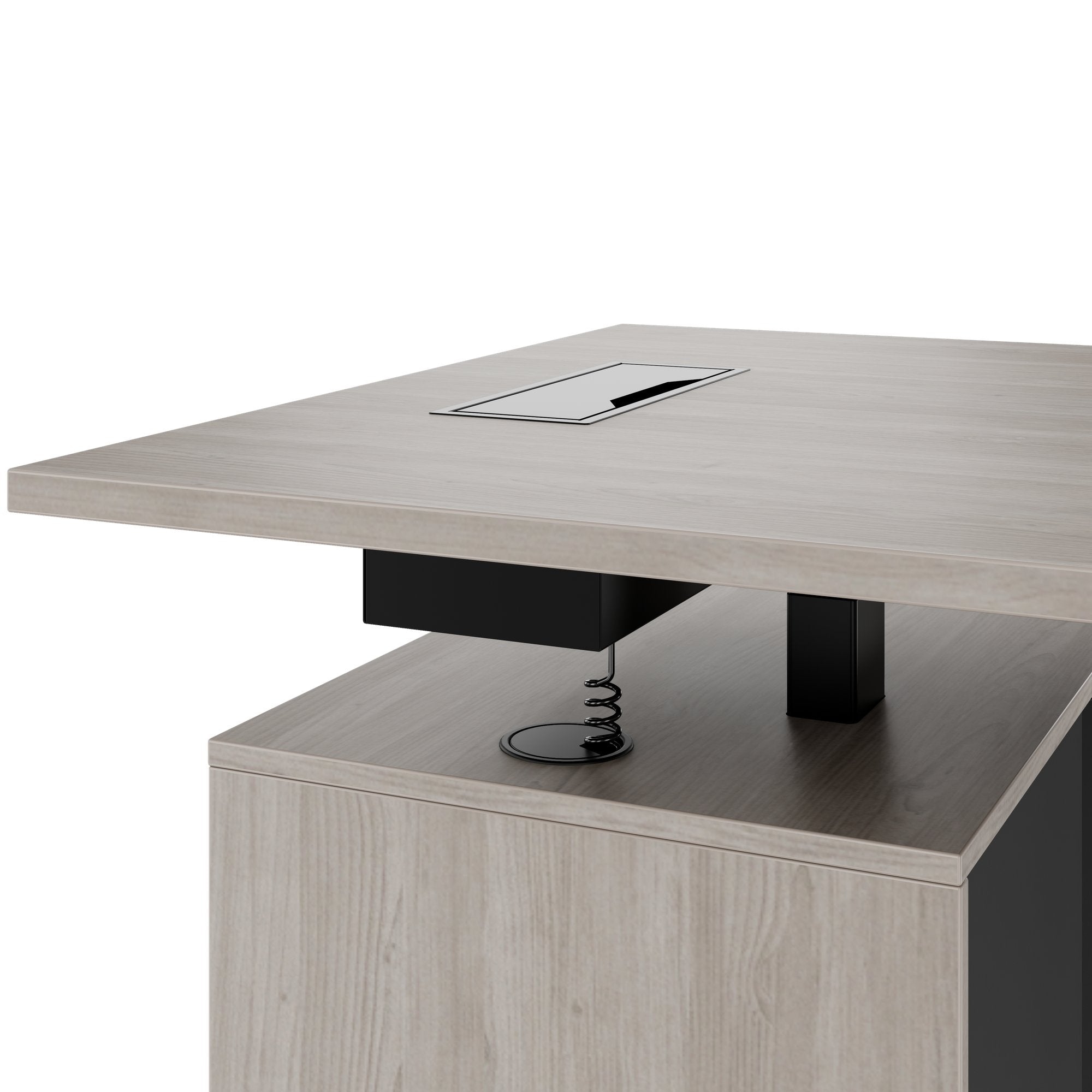 MOTION 2-Motoren-Schreibtisch mit Sideboard | Elektrisch höhenverstellbar, 2000 x 1800 mm, Nordeiche grau