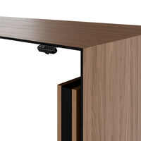 MOTION Bureau à 2 moteurs avec buffet | Réglable à hauteur électrique, 2000 x 1800 mm, placage de noix