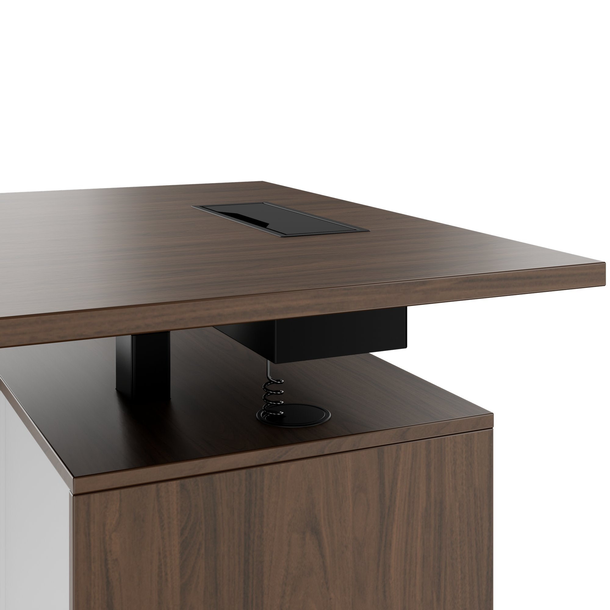 MOTION 2 motor desk with sideboard | Electrically height adjustable, 2000 x 1800 mm, walnut
