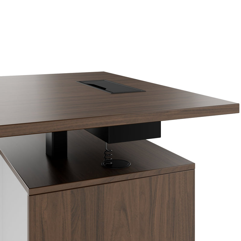 MOTION 2-Motoren-Schreibtisch mit Sideboard | Elektrisch höhenverstellbar, 2000 x 1800 mm, Nussbaum - 5 Main Image