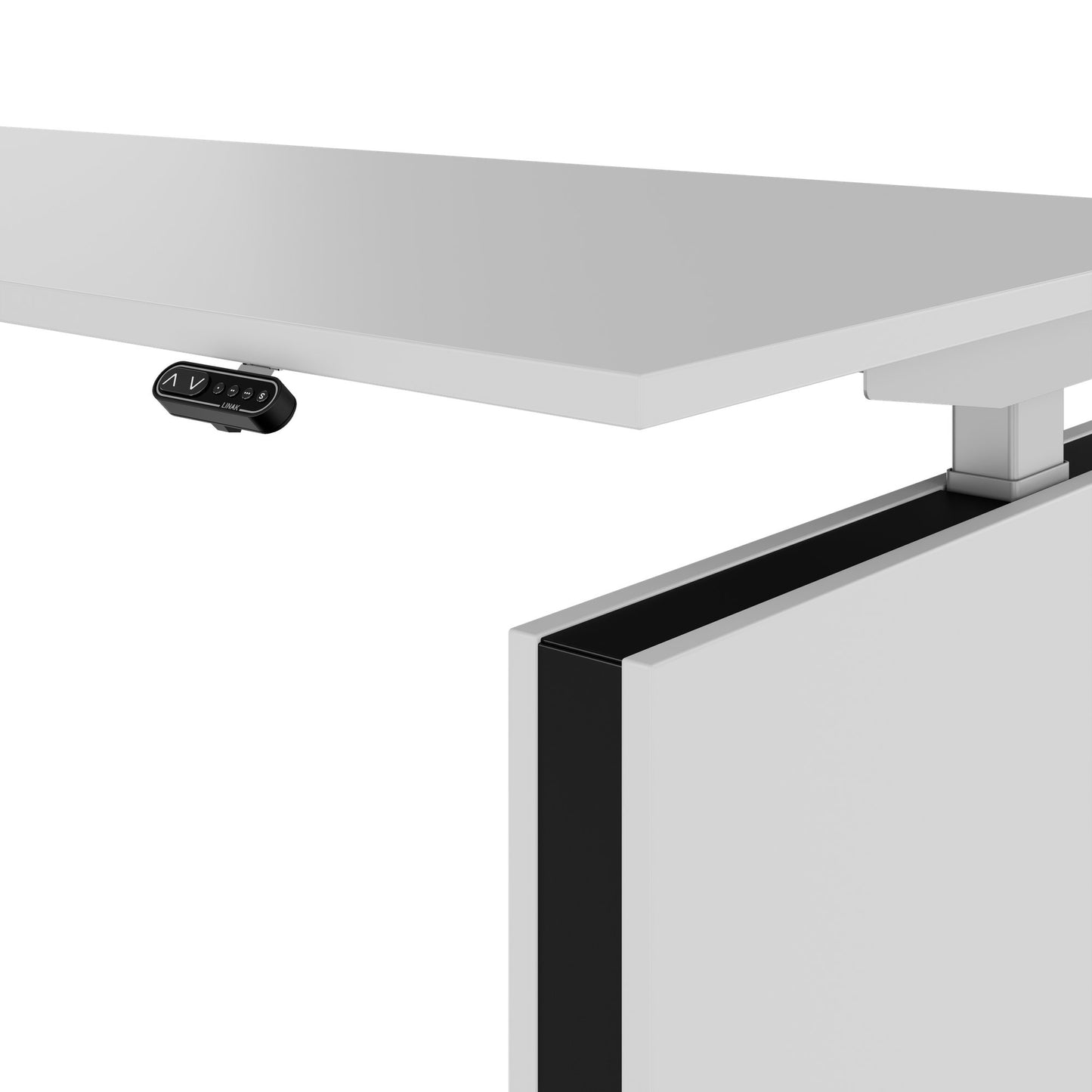 MOTION Desk a 2 motori con sideboard | Regolabile elettricamente in altezza, 2000 x 1800 mm, grigio perla
