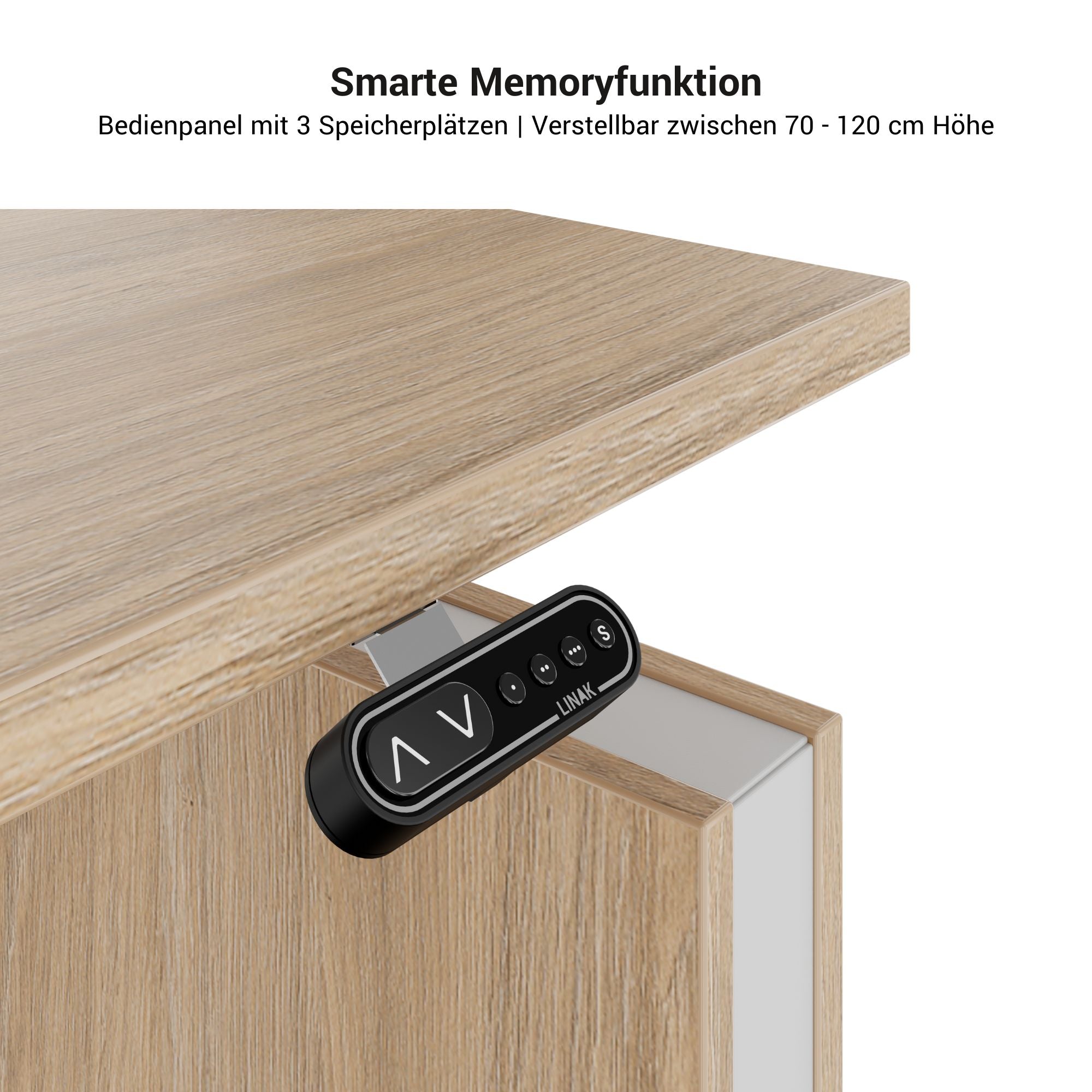 MOTION 2 motor desk with sideboard | Electrically height adjustable, 2000 x 1800 mm, sand ash