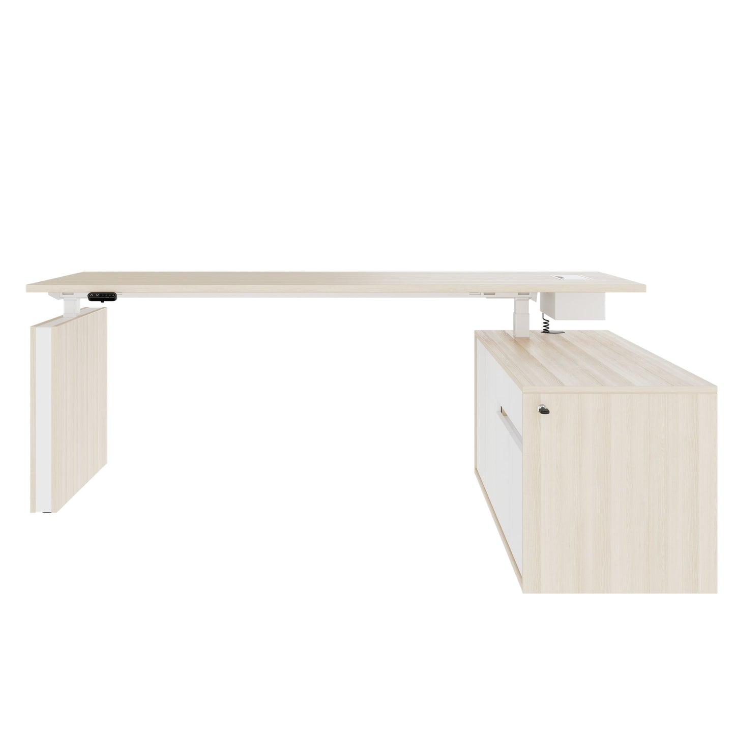 MOTION 2-Motoren-Schreibtisch mit Sideboard | Elektrisch höhenverstellbar, 2000 x 1800 mm, Sandesche