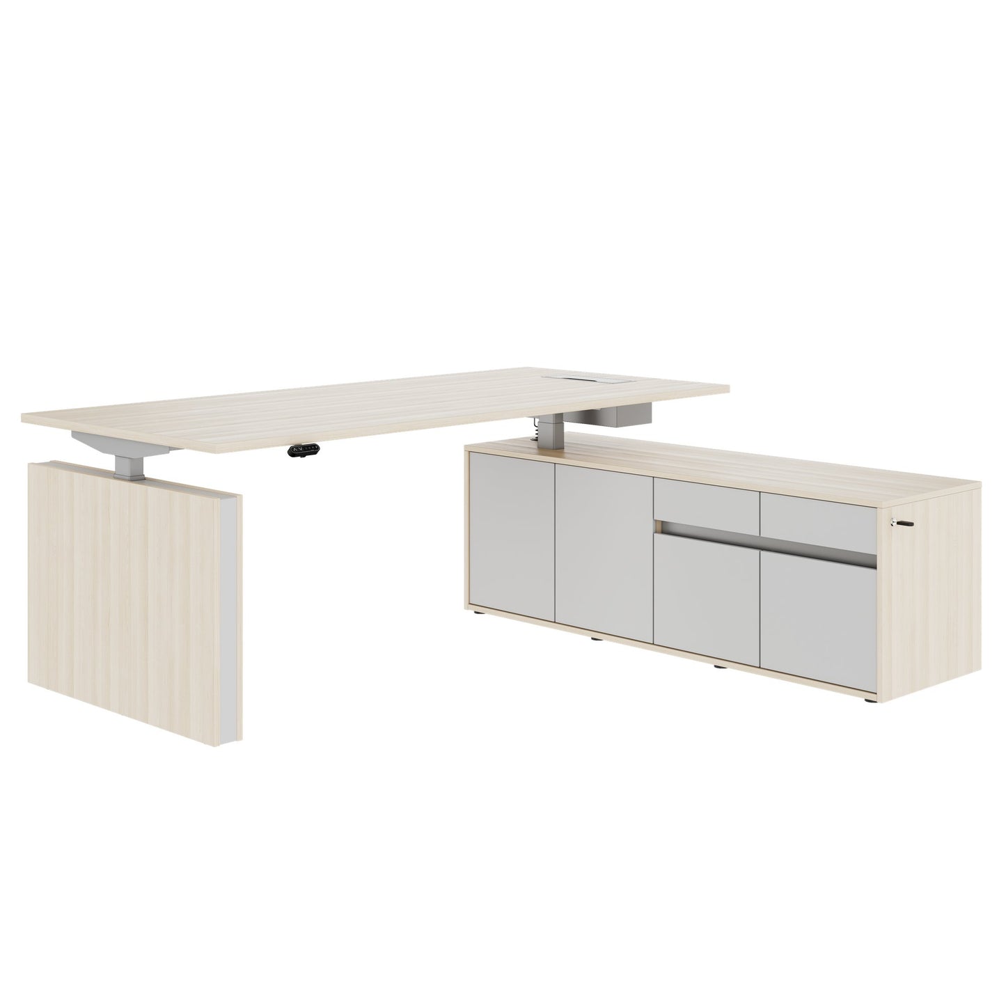 MOTION 2-Motoren-Schreibtisch mit Sideboard | Elektrisch höhenverstellbar, 2000 x 1800 mm, Sandesche