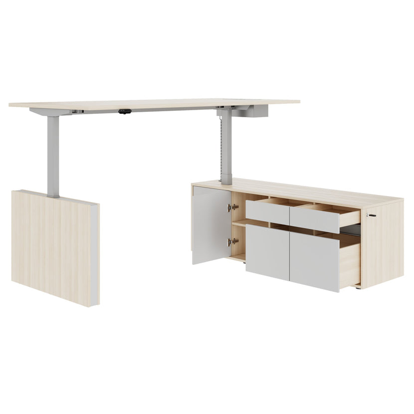 MOTION 2-Motoren-Schreibtisch mit Sideboard | Elektrisch höhenverstellbar, 2000 x 1800 mm, Sandesche