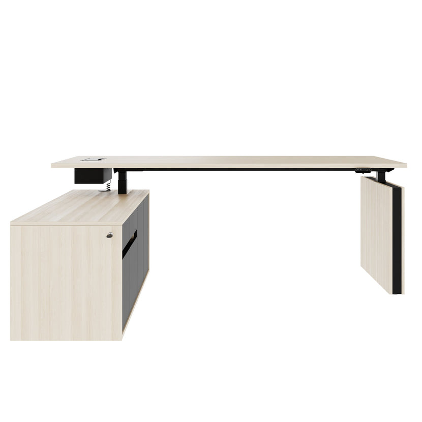 MOTION 2-Motoren-Schreibtisch mit Sideboard | Elektrisch höhenverstellbar, 2000 x 1800 mm, Sandesche