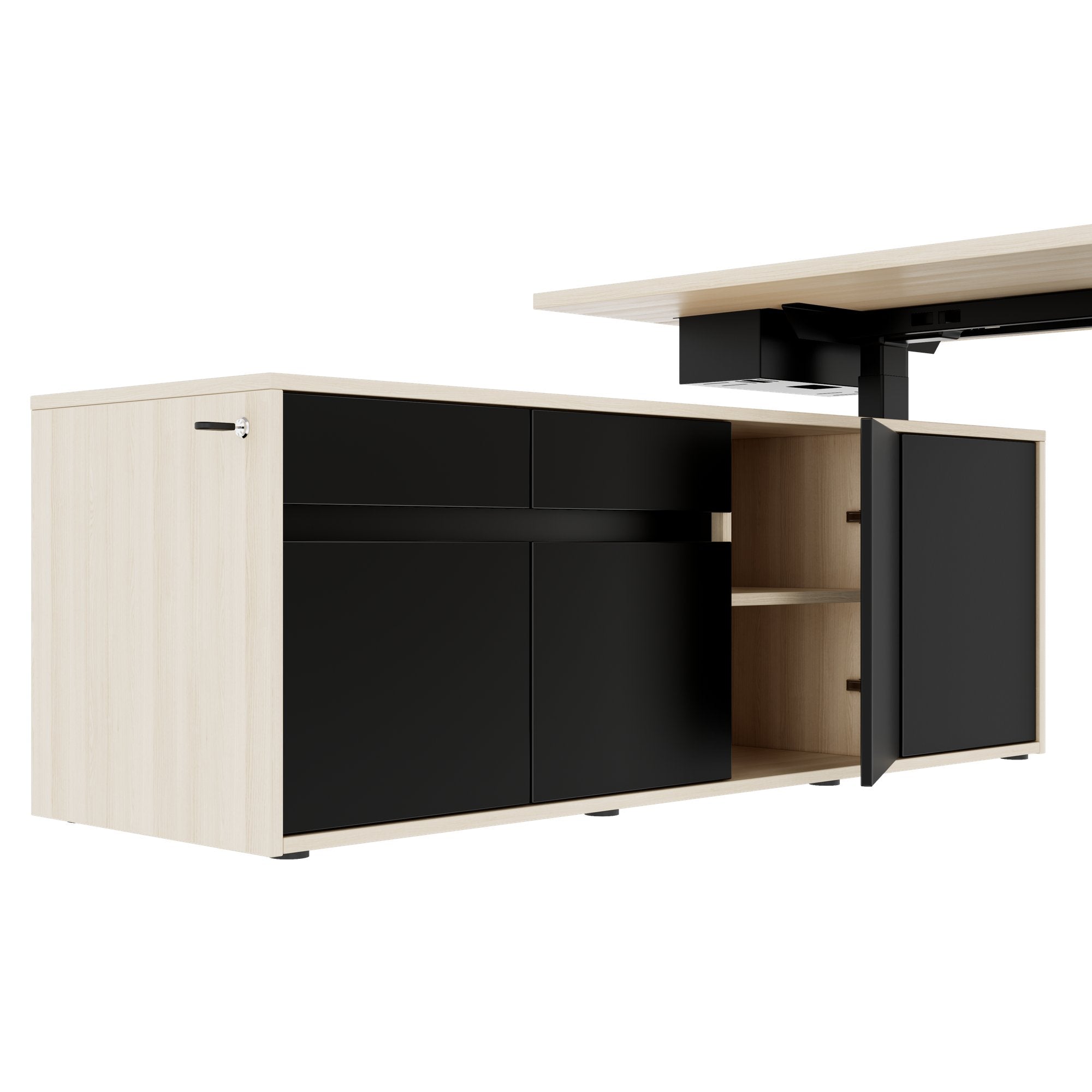 MOTION 2-Motoren-Schreibtisch mit Sideboard | Elektrisch höhenverstellbar, 2000 x 1800 mm, Sandesche