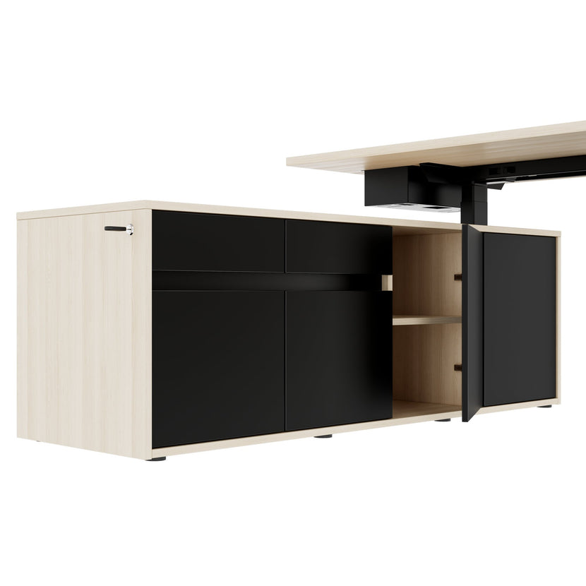MOTION 2-Motoren-Schreibtisch mit Sideboard | Elektrisch höhenverstellbar, 2000 x 1800 mm, Sandesche