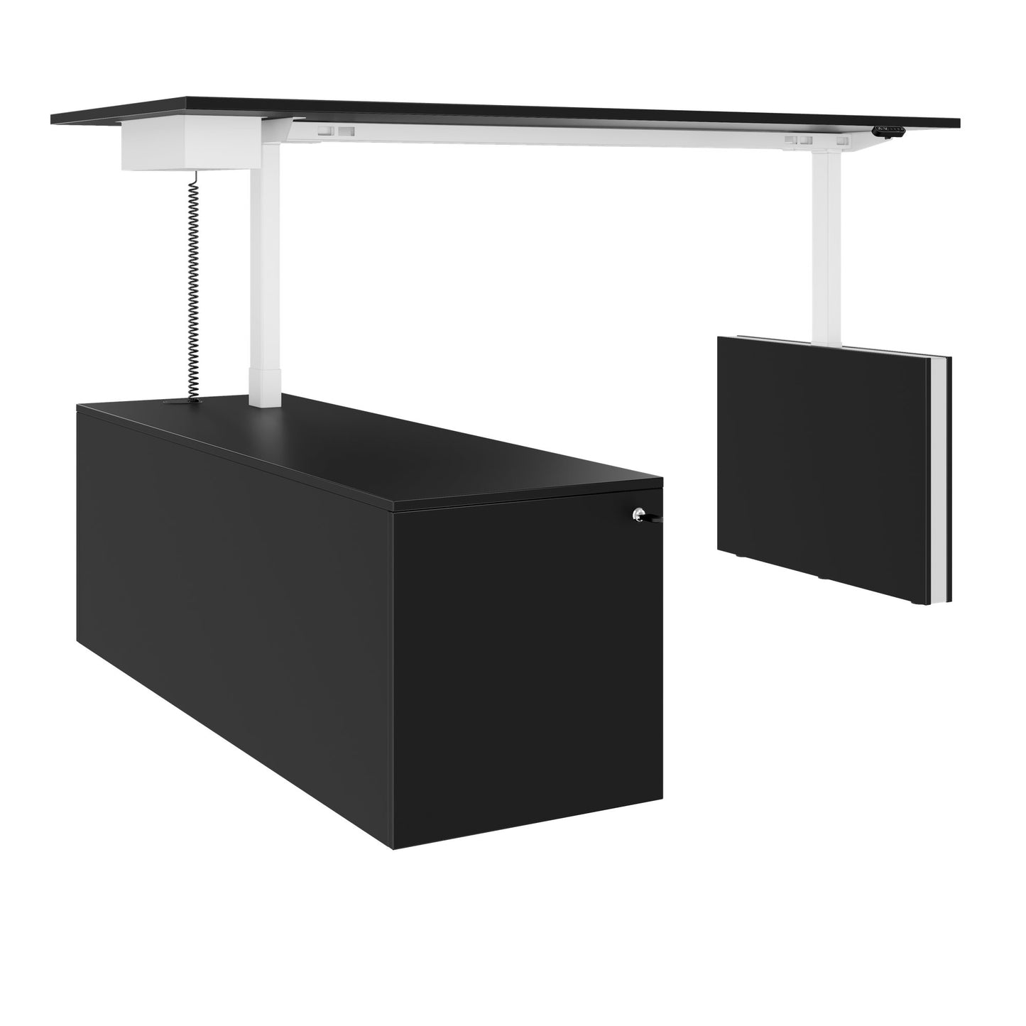 MOTION 2-Motoren-Schreibtisch mit Sideboard | Elektrisch höhenverstellbar, 2000 x 1800 mm, Schwarz