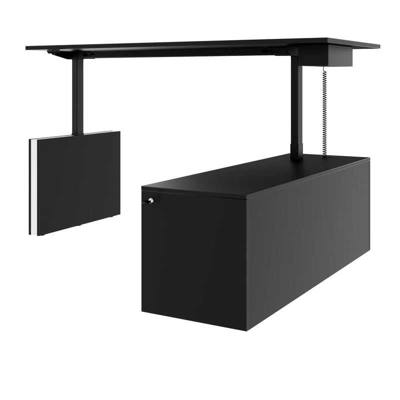 MOTION 2-Motoren-Schreibtisch mit Sideboard | Elektrisch höhenverstellbar, 2000 x 1800 mm, Schwarz - 5 Main Image