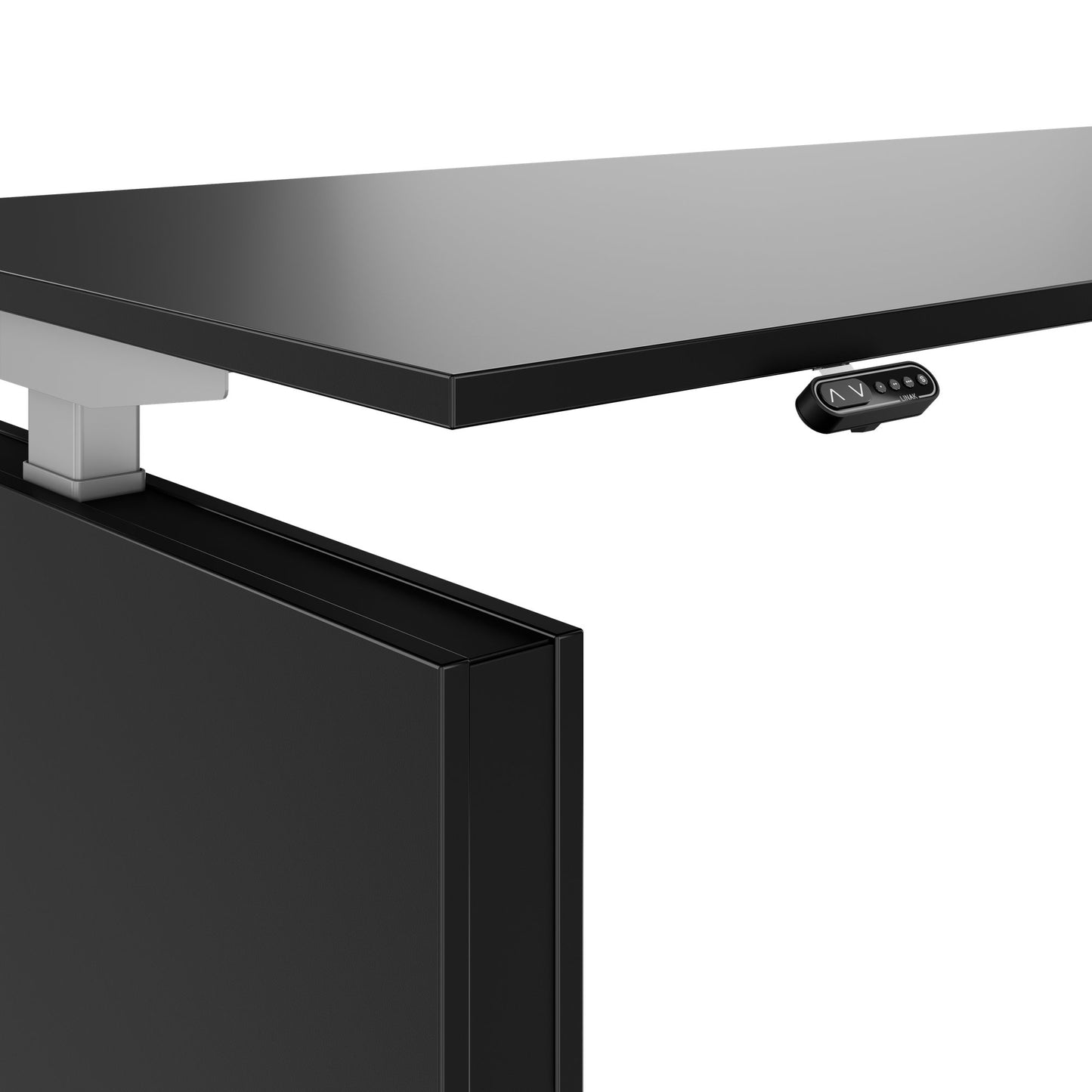 MOTION 2-Motoren-Schreibtisch mit Sideboard | Elektrisch höhenverstellbar, 2000 x 1800 mm, Schwarz