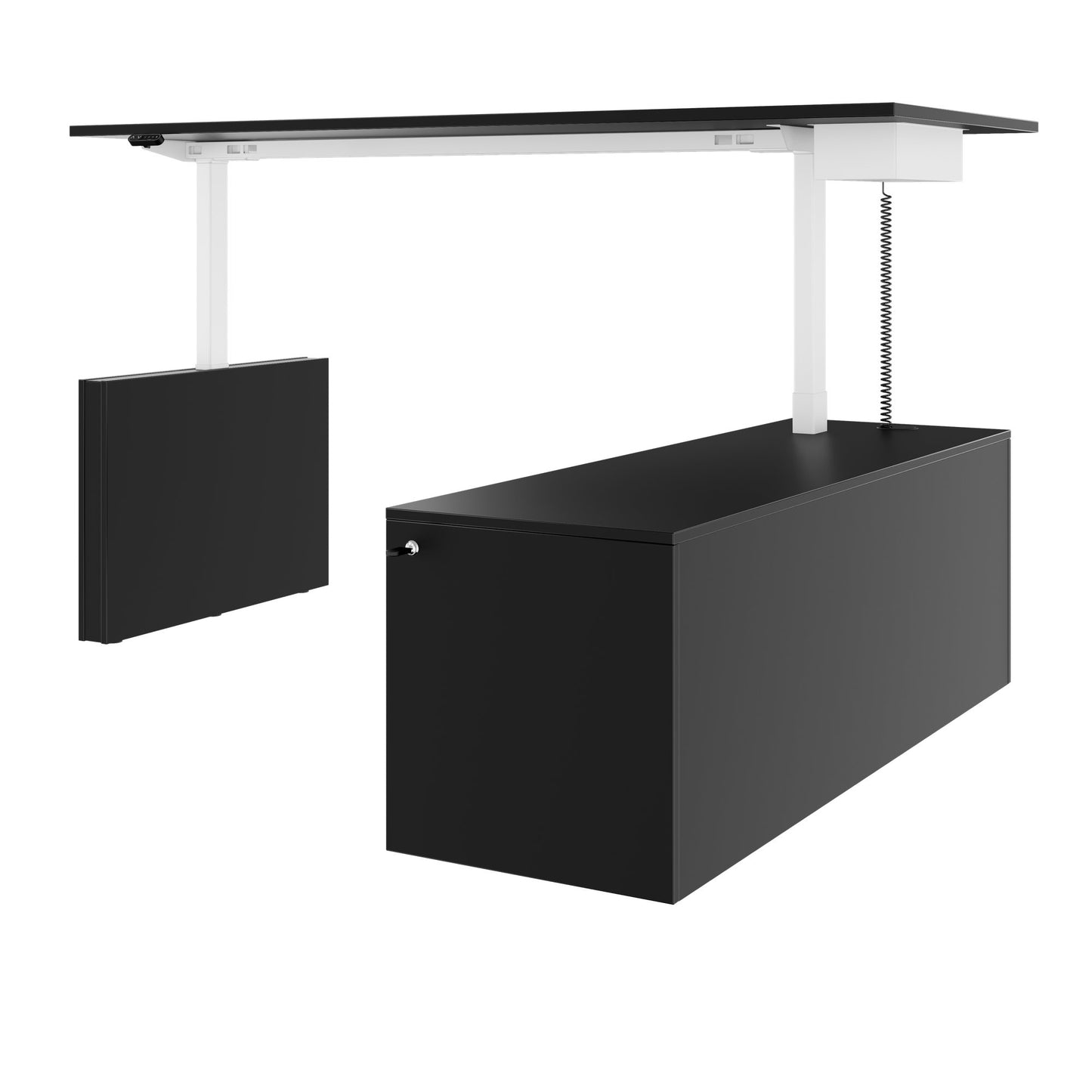 MOTION 2-Motoren-Schreibtisch mit Sideboard | Elektrisch höhenverstellbar, 2000 x 1800 mm, Schwarz