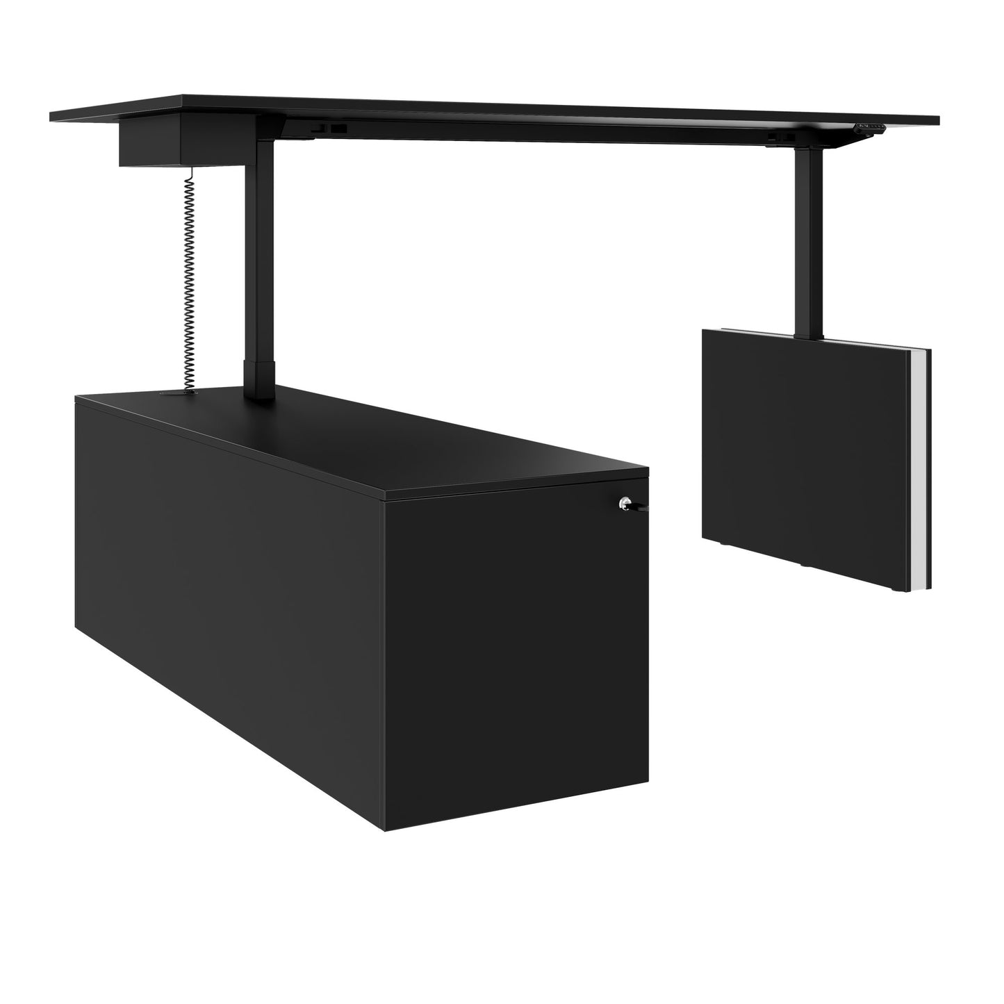 MOTION 2-Motoren-Schreibtisch mit Sideboard | Elektrisch höhenverstellbar, 2000 x 1800 mm, Schwarz