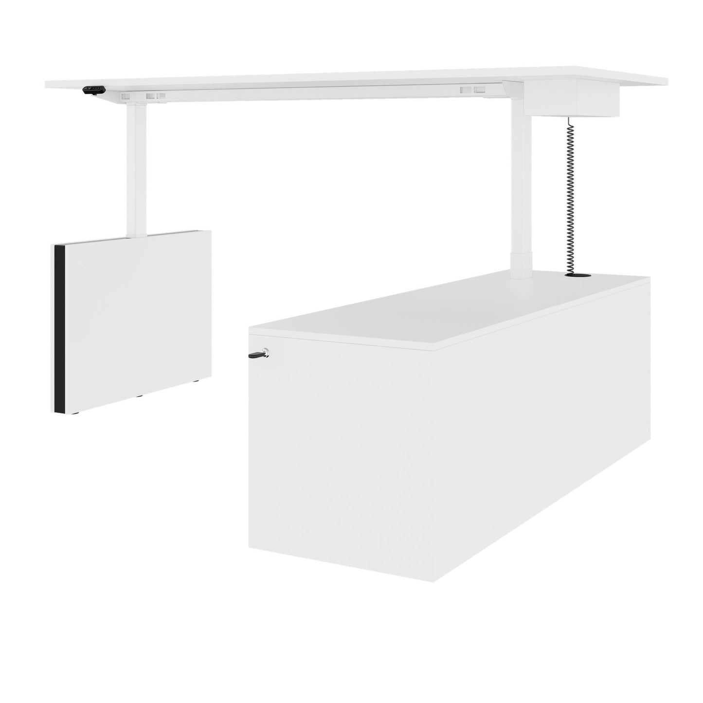 MOTION Desk a 2 motori con sideboard | Regolabile elettricamente in altezza, 2000 x 1800 mm, bianco