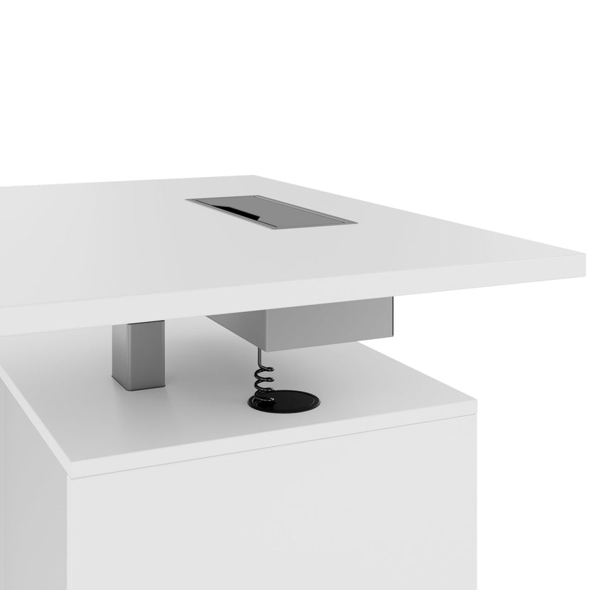 MOTION 2 motor desk with sideboard | Electrically height adjustable, 2000 x 1800 mm, white