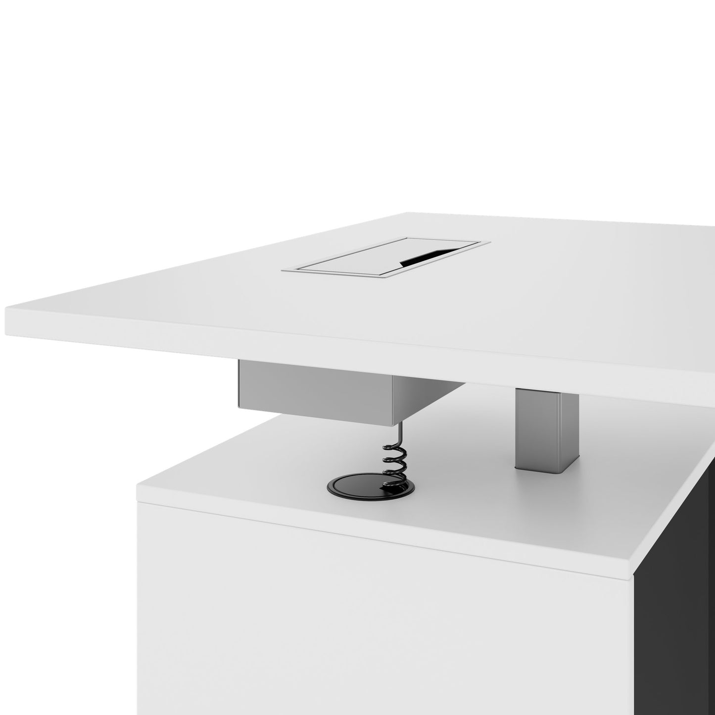 MOTION Desk a 2 motori con sideboard | Regolabile elettricamente in altezza, 2000 x 1800 mm, bianco