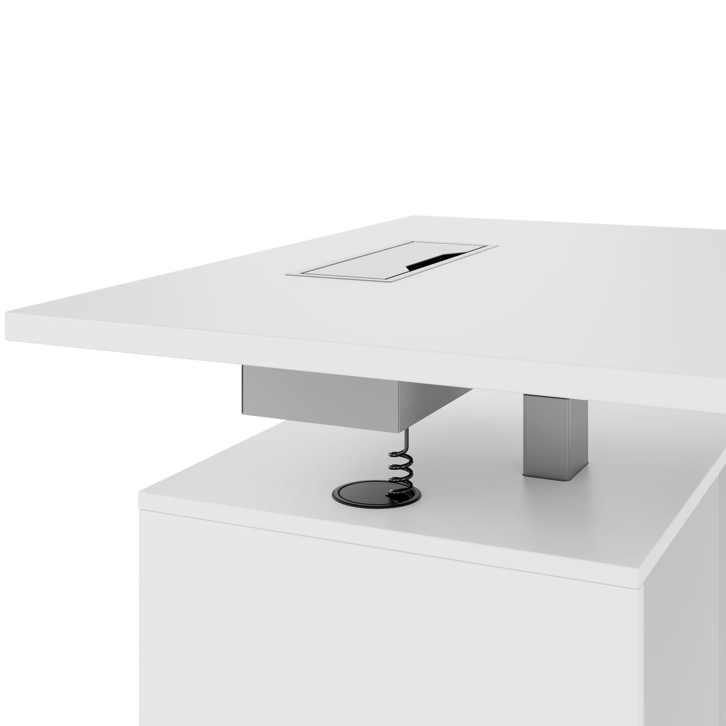 MOTION Desk a 2 motori con sideboard | Regolabile elettricamente in altezza, 2000 x 1800 mm, bianco