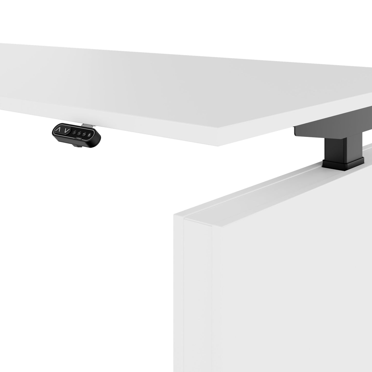 MOTION Desk a 2 motori con sideboard | Regolabile elettricamente in altezza, 2000 x 1800 mm, bianco