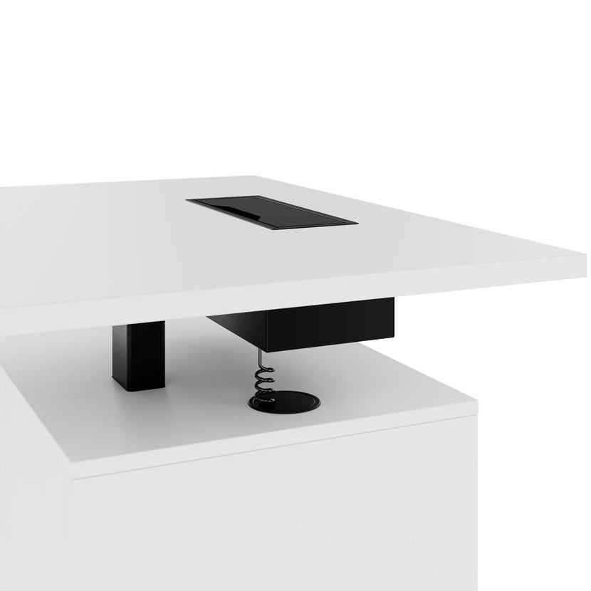 MOTION 2 motor desk with sideboard | Electrically height adjustable, 2000 x 1800 mm, white