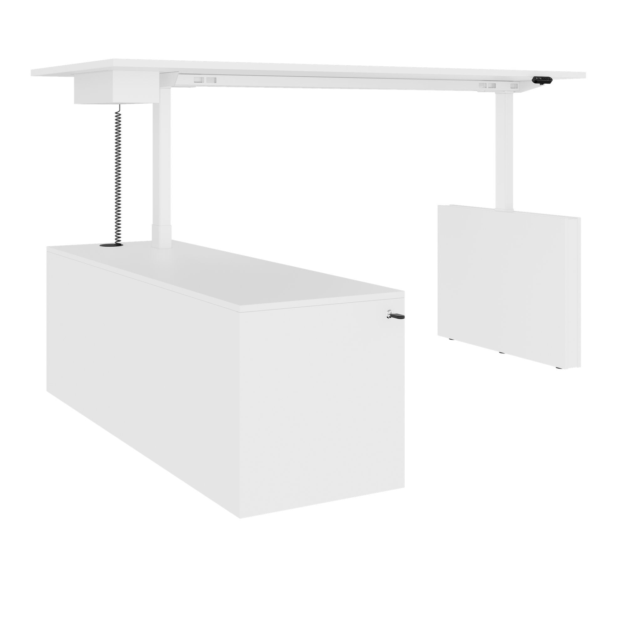 MOTION 2 motor desk with sideboard | Electrically height adjustable, 2000 x 1800 mm, white