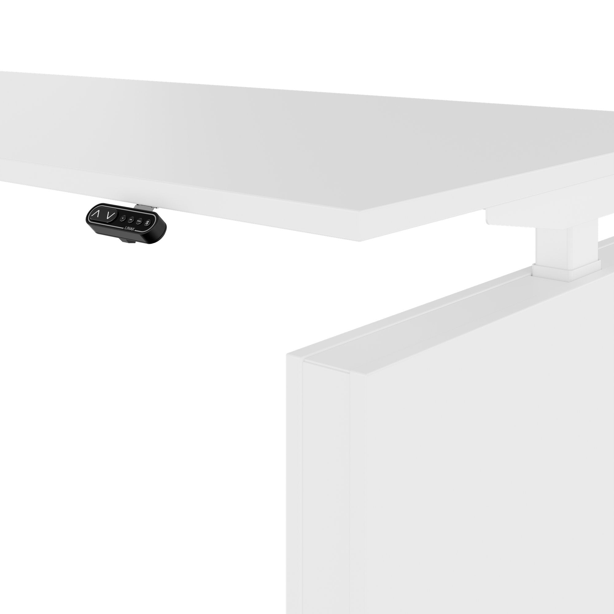 MOTION 2 motor desk with sideboard | Electrically height adjustable, 2000 x 1800 mm, white