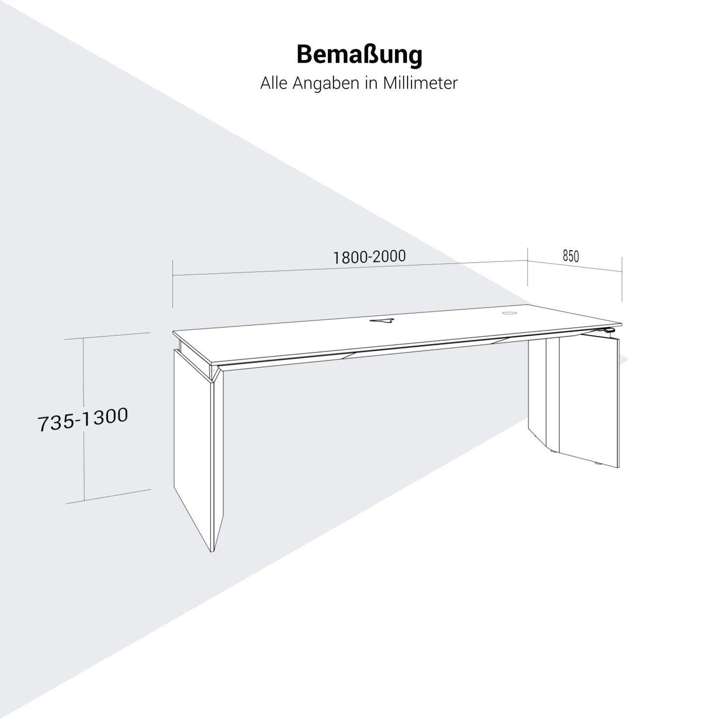 MOVE&LEAD Chefschreibtisch | 1800 – 2000 x 850 mm, elektrisch höhenverstellbar
