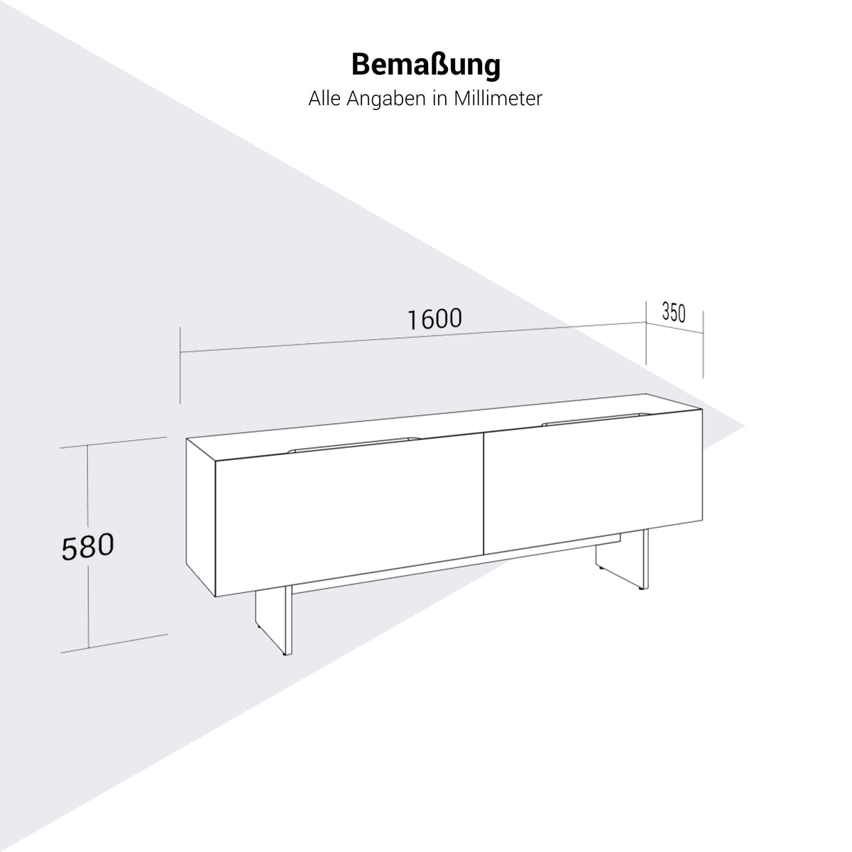 MOVE&LEAD Sideboard | 1600 x 580 mm, 2 Schubladen mit Soft-Close - 13 Lightbox Main Image
