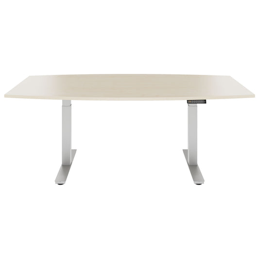 DRIVE 2 motor conference table | Boat shape, 1800 - 2000 mm (6 - 8 people), electrically height adjustable, maple