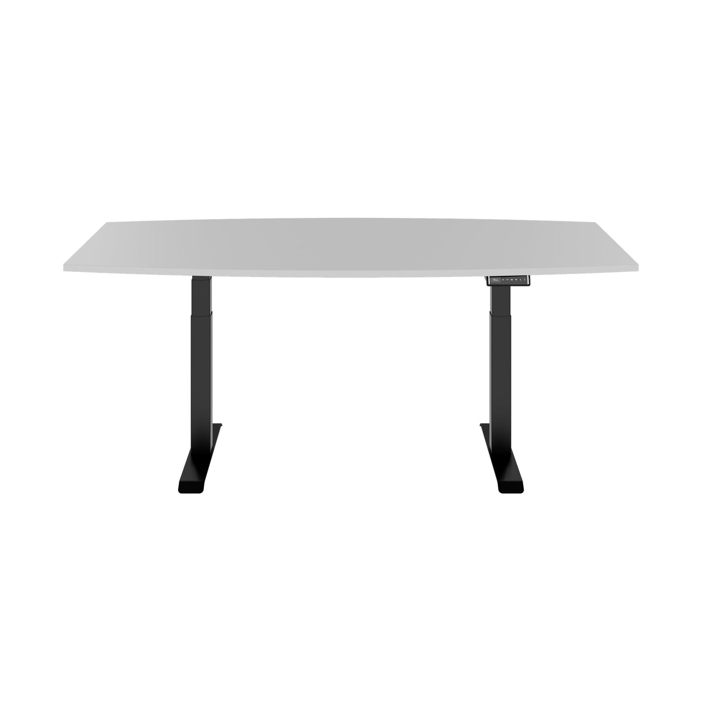 DRIVE 2 motor conference table | Boat shape, 1800 - 2000 mm (6 - 8 people), electrically height adjustable, pearl gray