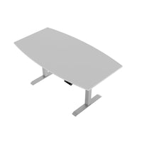 DRIVE 2 motor conference table | Boat shape, 1800 - 2000 mm (6 - 8 people), electrically height adjustable, pearl gray