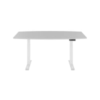 DRIVE 2 motor conference table | Boat shape, 1800 - 2000 mm (6 - 8 people), electrically height adjustable, pearl gray