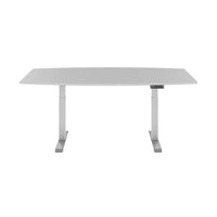 DRIVE 2 motor conference table | Boat shape, 1800 - 2000 mm (6 - 8 people), electrically height adjustable, pearl gray