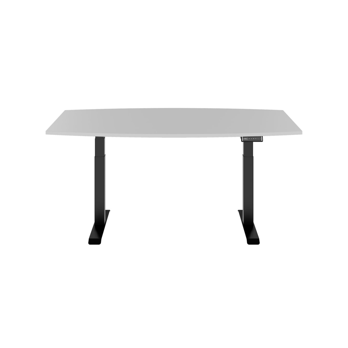 DRIVE 2 motor conference table | Boat shape, 1800 - 2000 mm (6 - 8 people), electrically height adjustable, pearl gray