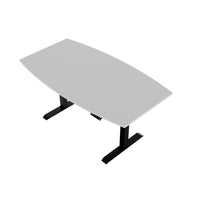 DRIVE 2 motor conference table | Boat shape, 1800 - 2000 mm (6 - 8 people), electrically height adjustable, pearl gray