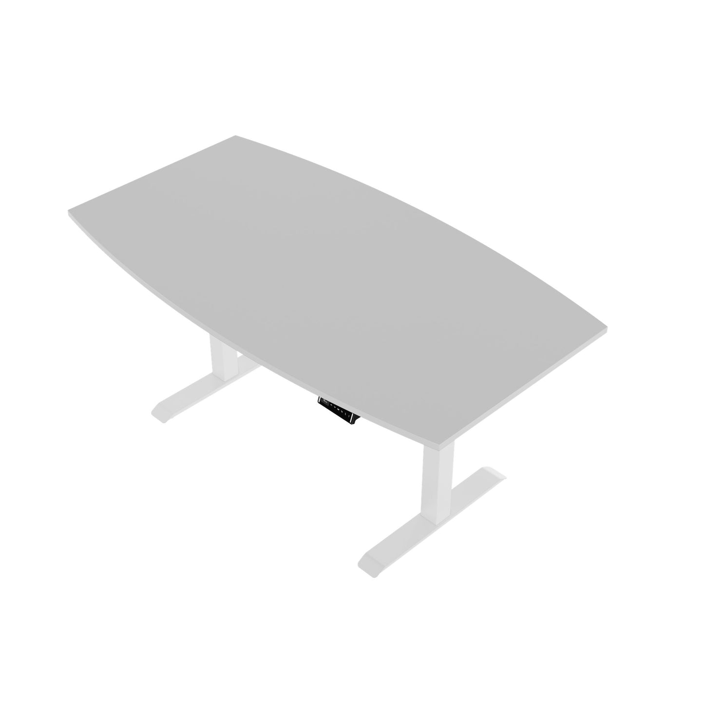 DRIVE 2 motor conference table | Boat shape, 1800 - 2000 mm (6 - 8 people), electrically height adjustable, pearl gray