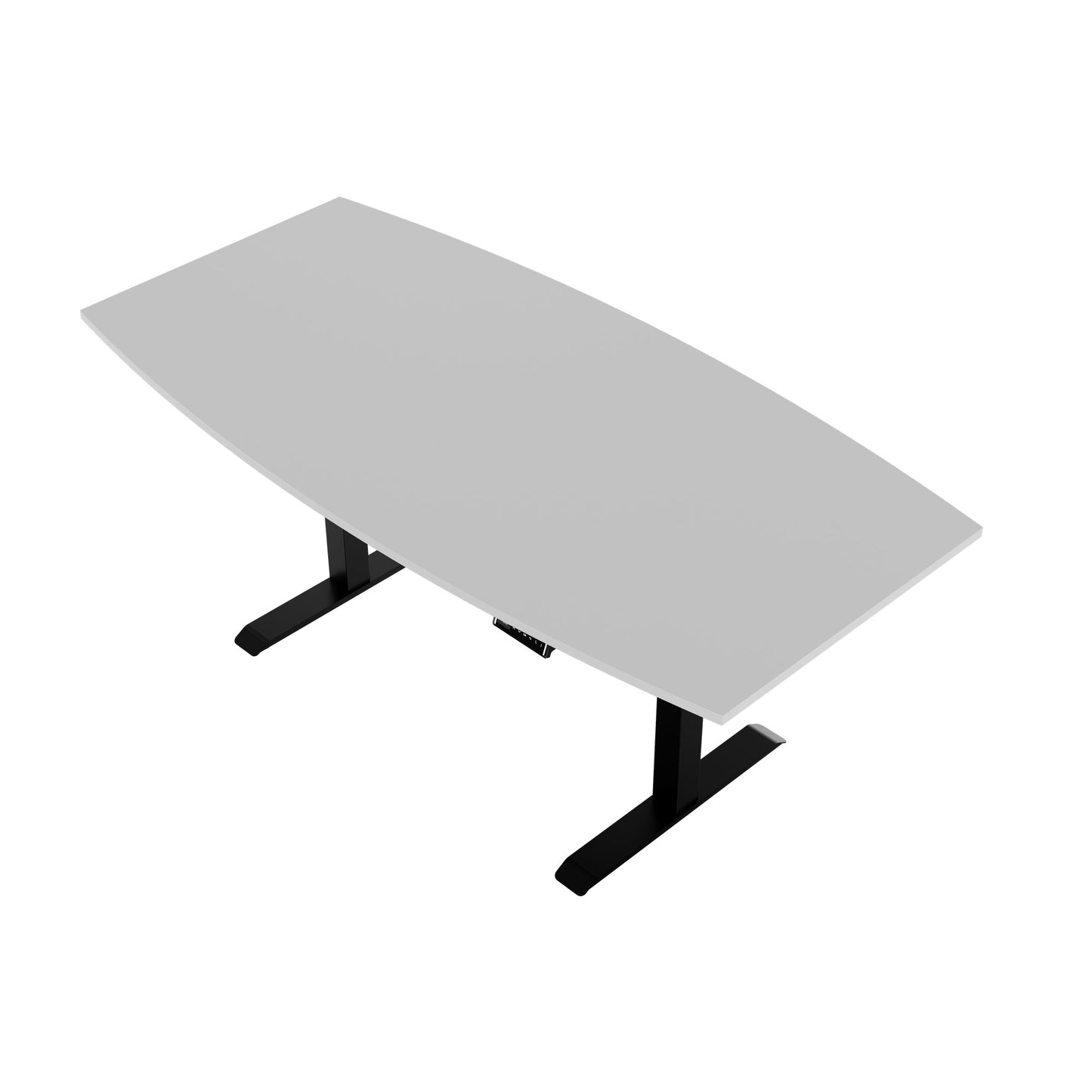 DRIVE 2 motor conference table | Boat shape, 1800 - 2000 mm (6 - 8 people), electrically height adjustable, pearl gray